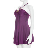 Women Sexy Strapless Halter Neck Dress