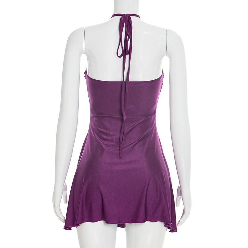 Strapless Halter Neck Mini Dress for Evening Parties