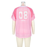 Women Casual Loose Mesh Short Sleeve Street T-Shirt