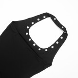Women Sexy Halter U-Neck Sleeveless Slim Fit Bodycon Dress