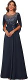 Summer Women Lace Applique Chiffon Mother of the Bride Evening Dress