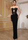 Women black backless slit mesh bandage Maxi Dress