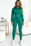 Spring Autumn Women Casual Hooded Sports Two Piece Pants Set