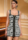 Women jacquard camisole with metal zipper sexy evening bandage dress