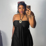 Women Sexy Strapless Halter Neck Dress