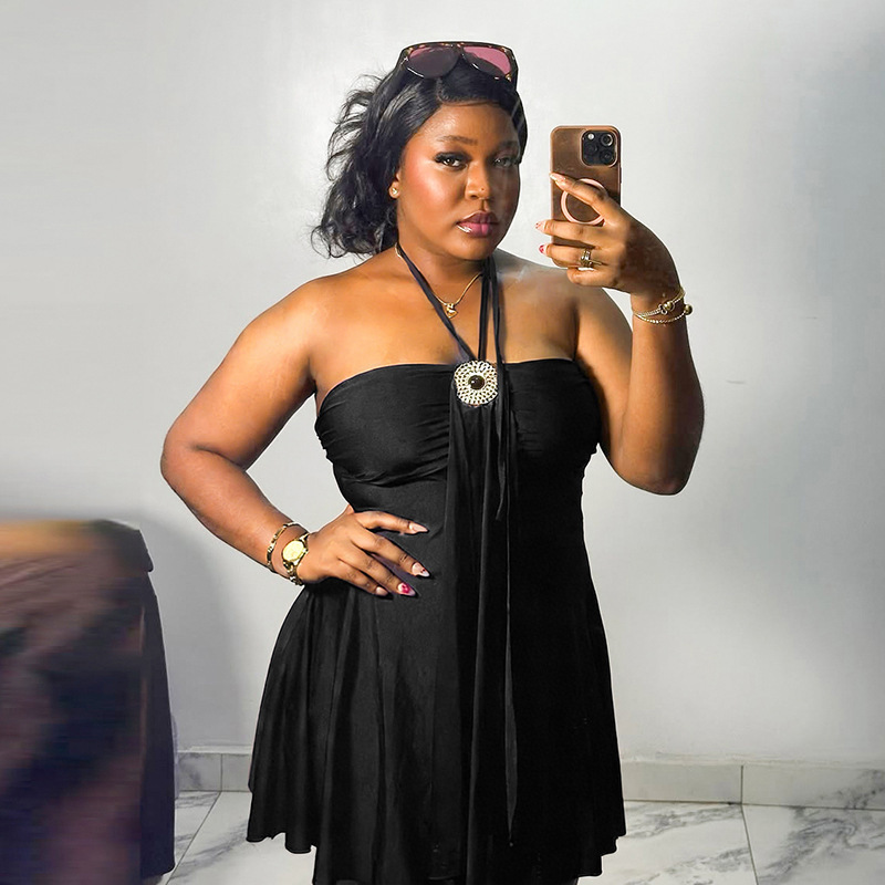 Strapless Halter Neck Mini Dress for Evening Parties