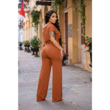 Women Fashion Off Shoulder Pleated Wide Leg Two Piece Pants Set