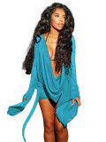 Women Mesh See-Through Halter Neck Backless Bell Bottom Sleeve Bodycon Dress