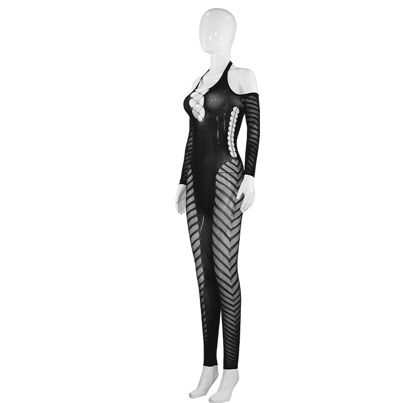 Halter See-Through Long-Sleeve Jumpsuit for Summer Nights