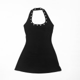 Women Sexy Halter U-Neck Sleeveless Slim Fit Bodycon Dress
