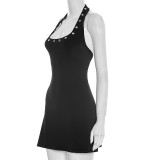 Women Sexy Halter U-Neck Sleeveless Slim Fit Bodycon Dress