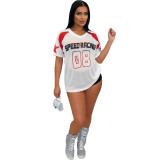 Women Casual Loose Mesh Short Sleeve Street T-Shirt