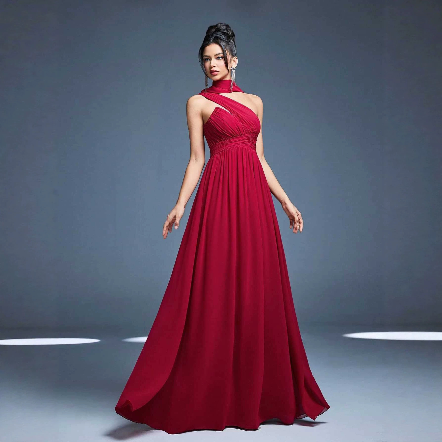 One-Shoulder Sleeveless Maxi Dress for Formal Parties