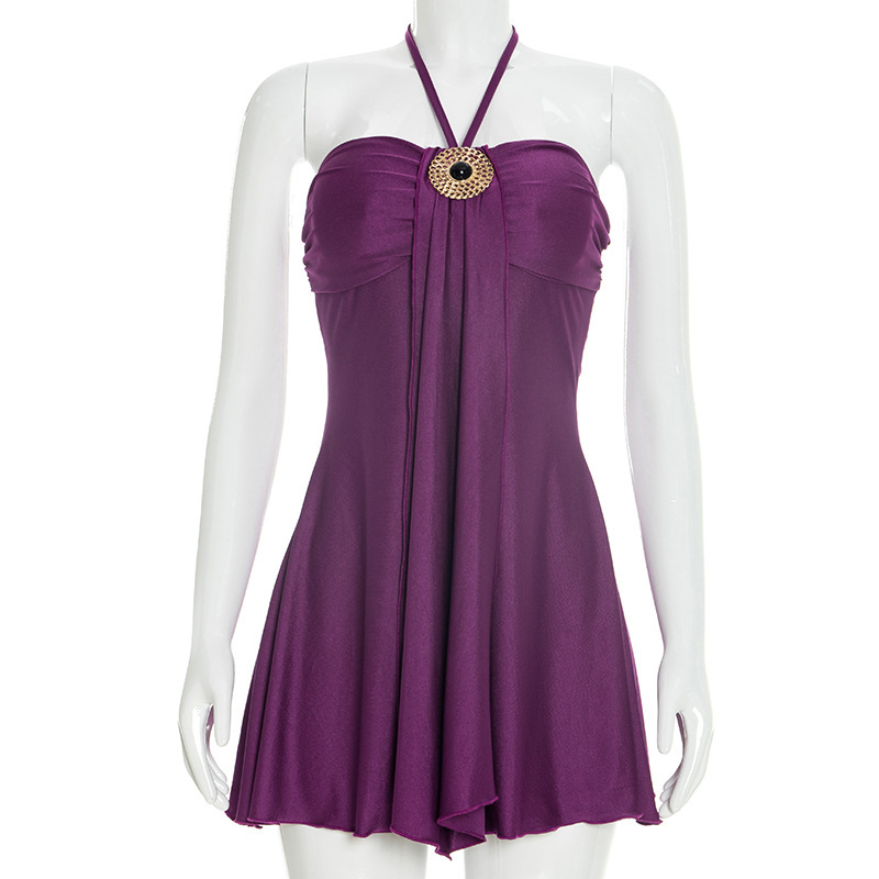 Strapless Halter Neck Mini Dress for Evening Parties