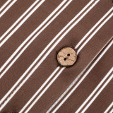 Women Spring/Summer Turndown Collar Striped Button-Down Shirt and Skirt Two-Piece Set
