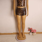 Women Leopard Print Sequin Shorts Sexy Bodycon Stretchy Shorts