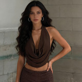 Women American Sexy Spring Halter Neck Top