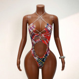 Women patchwork hollow-out bikini camisole