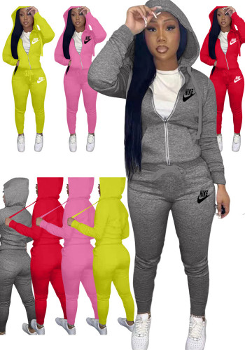Women Casual Print Hoodies and Pant Two-piece set