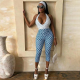 Women Sexy Black and White Polka Dot Jumpsuit