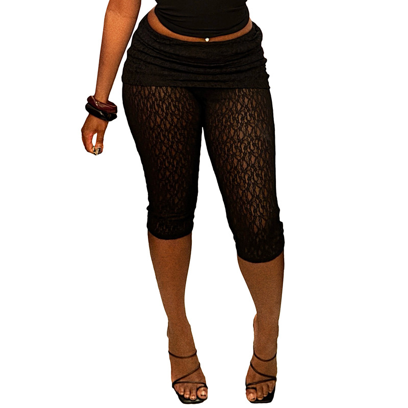 See-Through Lace Capri Pants for Beach & Party Wear