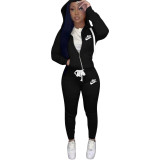 Women Casual Print Hoodies and Pant Two-piece set