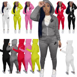 Women Casual Print Hoodies and Pant Two-piece set