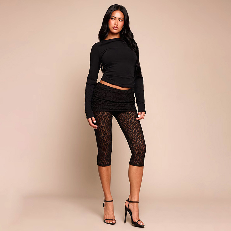 See-Through Lace Capri Pants for Beach & Party Wear