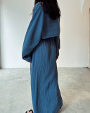 Women Casual Holidays Crop Top Slit Skirt Two-Piece Set