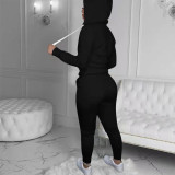 Women Casual Print Hoodies and Pant Two-piece set