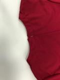 Women Spring/Summer Short-Sleeve Round Neck Ribbon Button Slit Bodycon Dress