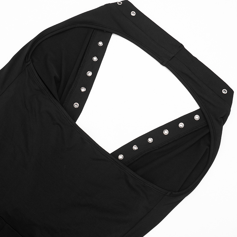 Studded Halter Backless Jumpsuit for Spring Club Wear