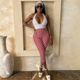 Women Sexy Black and White Polka Dot Jumpsuit