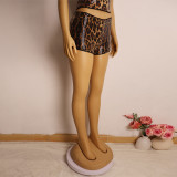 Women Leopard Print Sequin Shorts Sexy Bodycon Stretchy Shorts