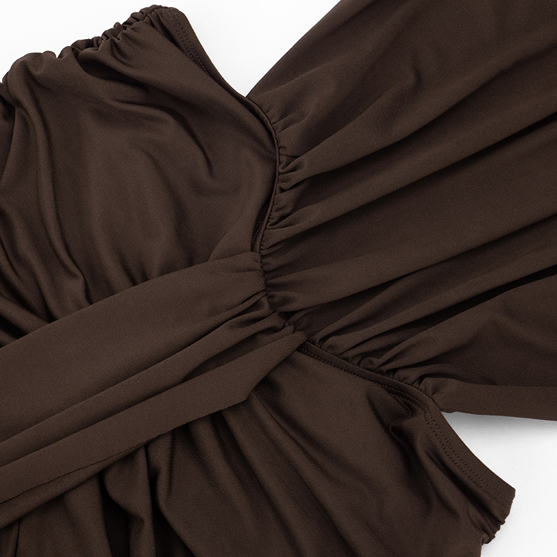 High-Neck Sleeveless Backless Pleated Dress for Summer Outings