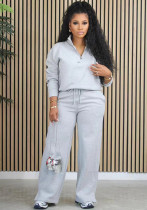 Spring Women Half Zip Mock Neck Top and Drawstring Pants Two Piece Set Spring Women Half Zip Mock Neck Top and Drawstring Pants Two Piece Set