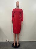 Spring Women Casual Round Neck Dress