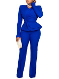 Women Fashion Ruffle Top and Bell Bottom Pants Set