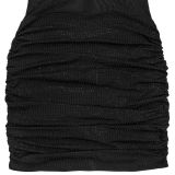 Women Sexy See Through Mesh Beaded Mini Dress