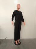 Spring Women Half Zip Mock Neck Top and Drawstring Pants Two Piece Set
