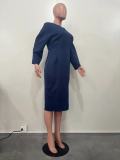 Spring Women Casual Round Neck Dress