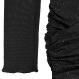 Women Sexy See Through Mesh Beaded Mini Dress