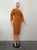 Spring Women Casual Round Neck Dress