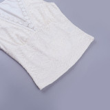 Spring Women Sexy Lace V Neck Y2K Short Sleeve Slim Top