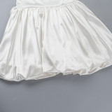Women V Neck Slim Waist Solid Color Casual Chic Strap Dress