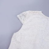 Spring Women Sexy Lace V Neck Y2K Short Sleeve Slim Top