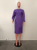 Spring Women Casual Round Neck Dress