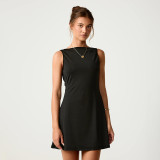 Spring Summer Women Chic Low Back Ruched Sleeveless Mini Dress