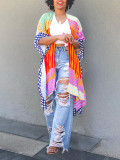 Women Fashion Digital Print High Slit Sleeve Cardigan