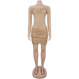 Women Sexy See Through Mesh Beaded Mini Dress
